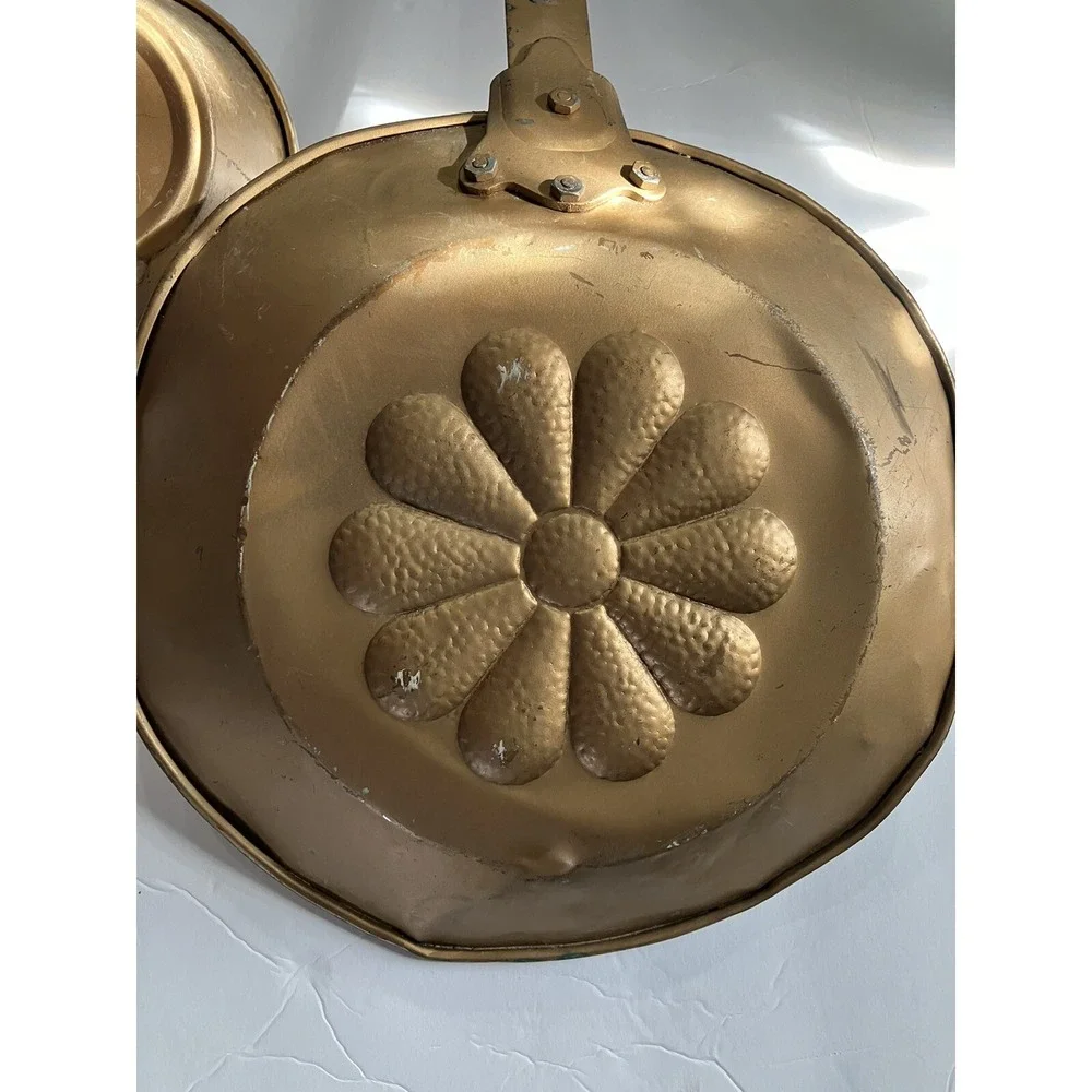 Vintage‎ Copper Sauté Pan W/ Metal Long Handle-set of 2